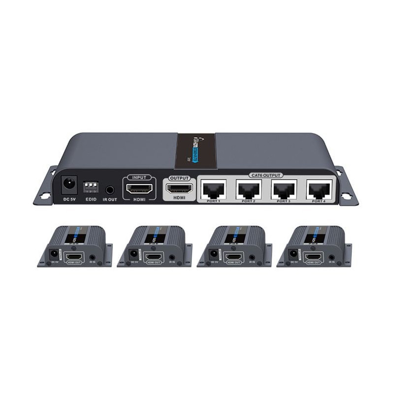 PremiumCord HDMI 1-4 splitter+extender po CAT6/6a/7, FULL HD, 3D