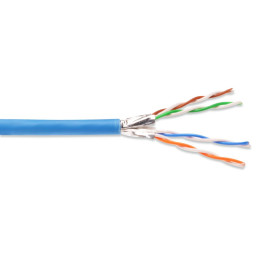 PremiumCord kabel U-FTP Cat6a 4x2, drát, AWG23, čistá měď , 100m, plášť LSOH, modrá