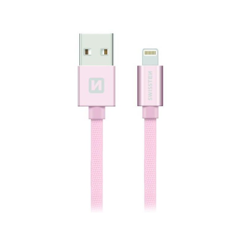 Swissten Datový Kabel Textile Usb / Lightning 1,2 M Růžovo/Zlatý