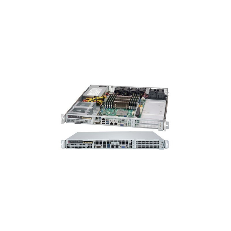 SUPERMICRO mini1U chassis, front IO, 2x (opt. 4x) internal Drive Bays 2,5", 500W (Platinum)