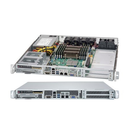SUPERMICRO mini1U chassis, front IO, 2x (opt. 4x) internal Drive Bays 2,5", 500W (Platinum)