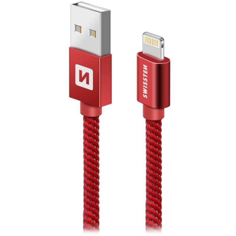 Swissten Datový Kabel Textile Usb / Lightning 1,2 M Červený