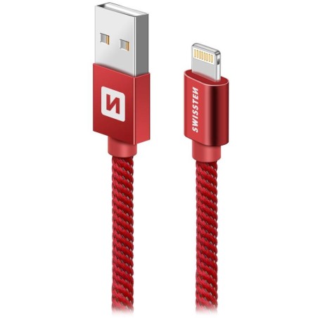 Swissten Datový Kabel Textile Usb / Lightning 1,2 M Červený
