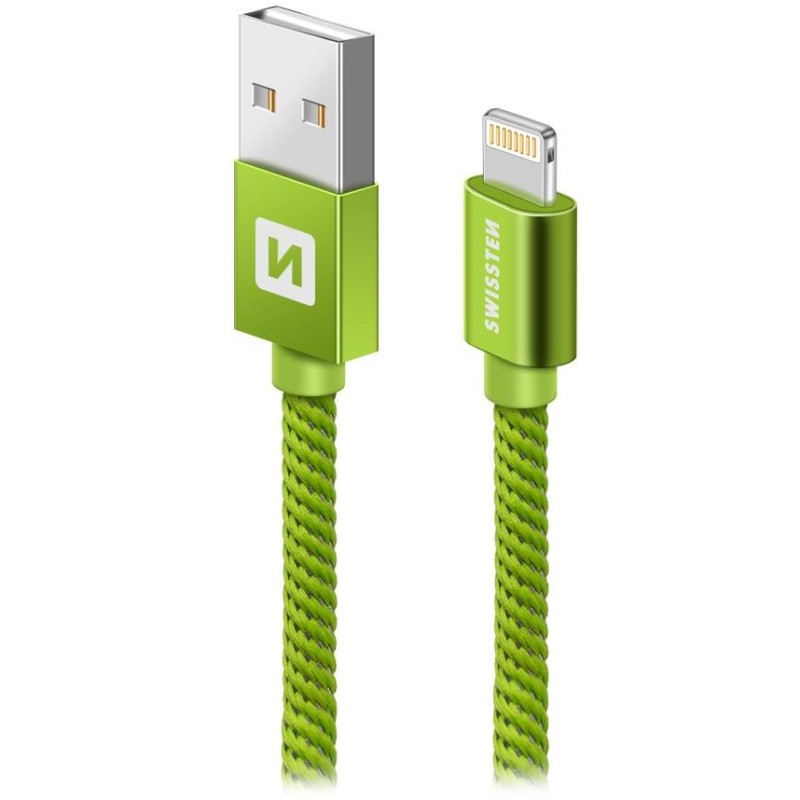Swissten Datový Kabel Textile Usb / Lightning 1,2 M Zelený