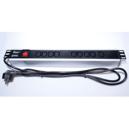 PremiumCord Panel napájecí do 19" racku 1.5U, 9xIEC (C13), 2m kabel,vypínač