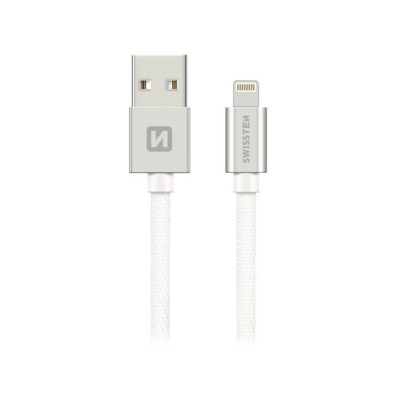 Swissten Datový Kabel Textile Usb / Lightning Mfi 1,2 M Stříbrný