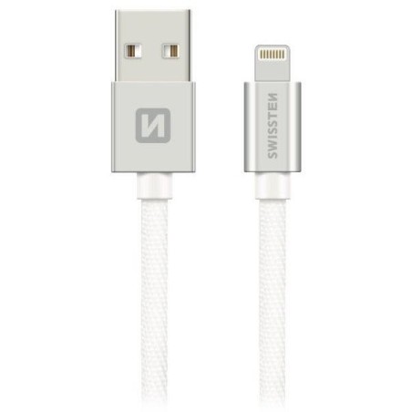 Swissten Datový Kabel Textile Usb / Lightning Mfi 1,2 M Stříbrný