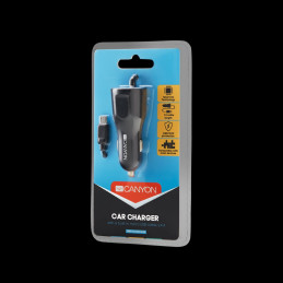 CANYON Univerzální 1xUSB auto nabíječka s micro USB kabelem, Input 12V-24V, Output 5V-2.4A, Smart IC, černá