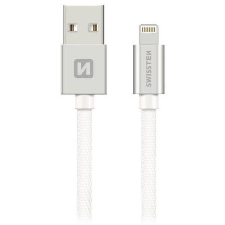 Swissten Datový Kabel Textile Usb / Lightning Mfi 2,0 M Stříbrný