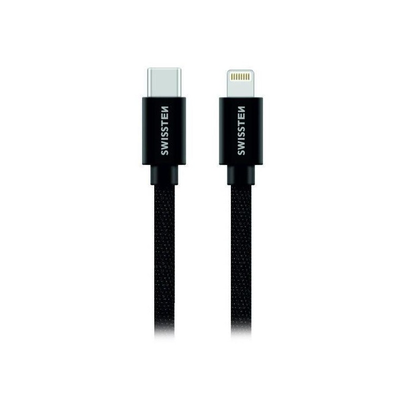 Swissten Datový Kabel Textile USB-C / Lightning 1,2 M Černý