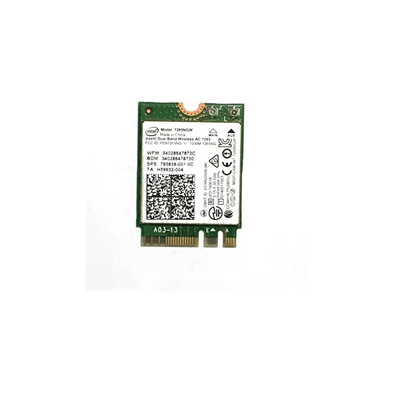 Intel® Dual Band Wireless-AC 7265, 2x2 AC + BT, vPro® M.2