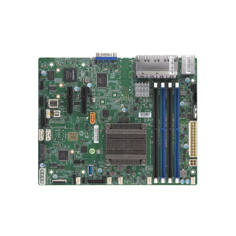 SUPERMICRO Flex-ATX MB Atom C3558 (4-core), 4x DDR4 ECC DIMM, 2xSATA, 1x PCI-E 3.0 x8, 8x 1GbE LAN, IPMI