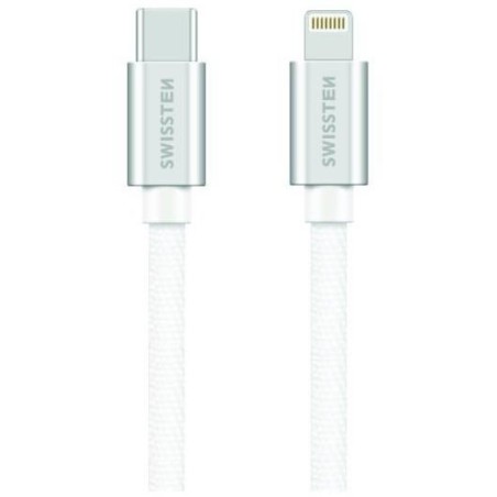 Swissten Datový Kabel Textile USB-C / Lightning 1,2 M Stříbrný