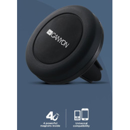 CANYON držák na telefon do auta, magnetický, instalace do ventilace, 2 plíšky v balení, černá