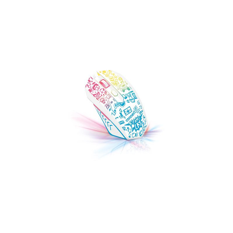 CONNECT IT DOODLE WHITE Limited Edition herní myš, BÍLÁ