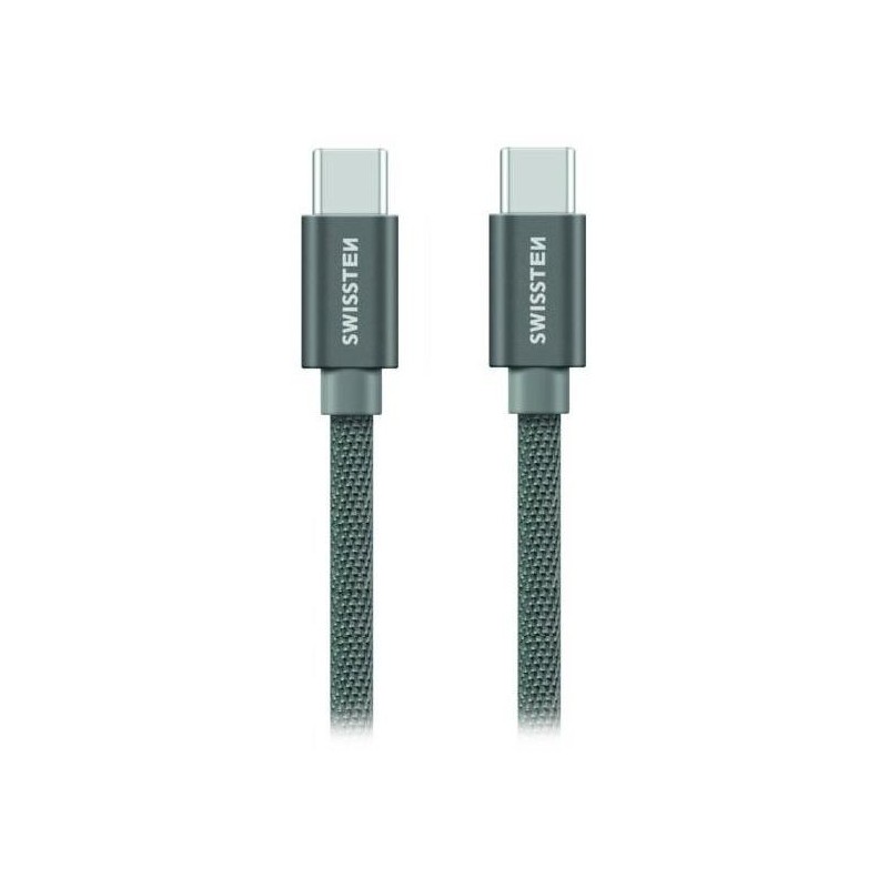 Swissten Datový Kabel Textile USB-C / USB-C 1,2 M Šedý