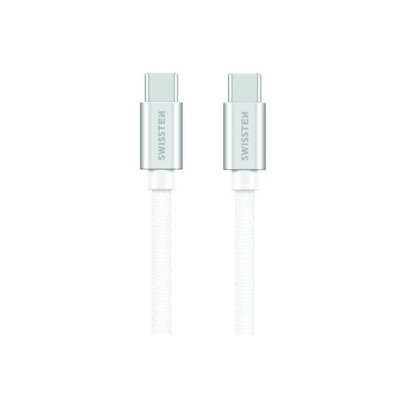 Swissten Datový Kabel Textile USB-C / USB-C 1,2 M Stříbrný