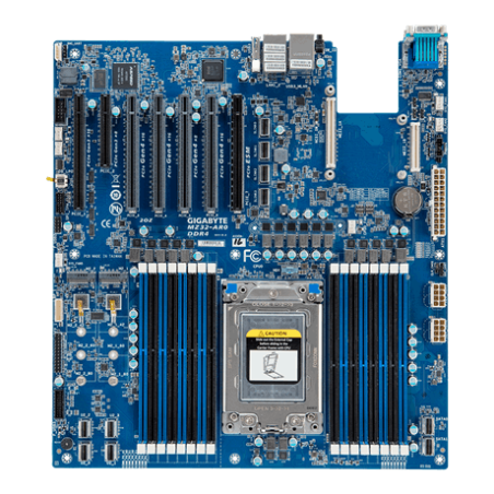 Gigabyte MB server MZ32-AR0, AMD EPYC 7002 family, 16x DDR4DIMMs, 2x 1Gb LAN + OCP, 7xPCIe (5x 4.0 + 2x 3.0), IPMI