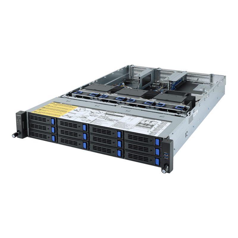 Gigabyte server R282-Z93 2xSP3 (7002), 32x DDR4 DIMM,12x 3,5/4xNVMe op, 3GPU opt,M.2, 2x 1GbE+2xOCP, IPMI, 2x 2000Wp