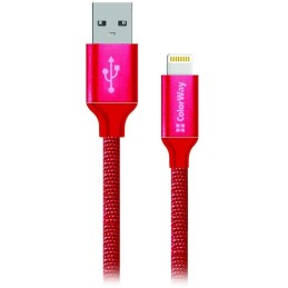 Colorway Datový Kabel USB/ Apple Lightning/ 2.1A/ 1m/ Červený