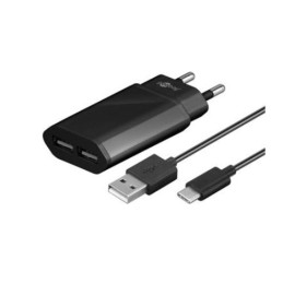 PremiumCord Napájecí a nabíjecí adaptér 230V na 2x USB, 2,4A s USB Typu C kabelem 1m ,černý
