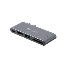 Canyon dokovací stanice, 5 portů, Thunderbolt 3 Dual type C male port, 1*Thunderbolt 3 female+1*HDMI+1*USB3.0+1*SD+1*