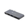 Canyon dokovací stanice, 5 portů, Thunderbolt 3 Dual type C male port, 1*Thunderbolt 3 female+1*HDMI+1*USB3.0+1*SD+1*