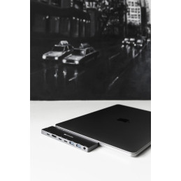 CANYON replikátor portů DS-8, 8 portů, 1*Type C PD100W+2*Type C data+2*HDMI+2*USB3.0+1*Audio. Input 100-240V