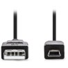 Kabel NEDIS USB 2.0/USB-A męski - 5-pinowy mini USB męski/czarny/blister/2m