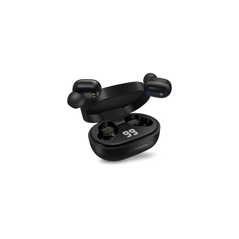 CONNECT IT True Wireless SensorTouch sluchátka do uší s mikrofonem, ČERNÁ