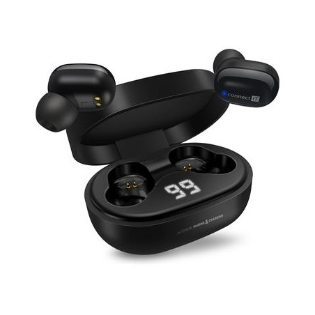 CONNECT IT True Wireless SensorTouch sluchátka do uší s mikrofonem, ČERNÁ