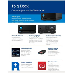 LaCie HDD Externí 1big Dock 3.5" 16TB - USB 3.0/Thunderbolt 3/SD card slot, Černá
