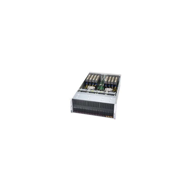 SUPERMICRO 4U AMD GPU server 2xSP3 SoC, 32x DDR4 R, 24x 2,5HS (4xU.2) , 8x GPU ready, 2+2 2000W(tit), 2x10Gb BaseT,IPMI