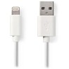 Kabel NEDIS do synchronizacji i ładowania urządzeń Apple/ złącze Lightning/ wtyczka USB 2.0 A/ biały/ blister/ 1 m