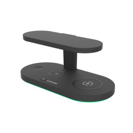 CANYON Bezdrátová nabíječka WS-501B, 5v1, vstup 9V/2A, 12V/2A, výstup 15W/10W/7.5W/5W, Type C to USB-A, cerná