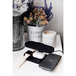 CANYON Bezdrátová nabíječka WS-501B, 5v1, vstup 9V/2A, 12V/2A, výstup 15W/10W/7.5W/5W, Type C to USB-A, cerná