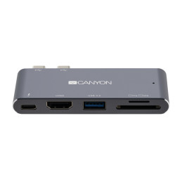 CANYON replikátor portů DS-5, 5v1, pro Apple Mackbook s Thunderbolt 3 (USB-C 100W)