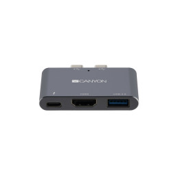 CANYON replikátor portů DS-1, 3v1, pro Apple Mackbook s Thunderbolt 3 (USB-C 100W)