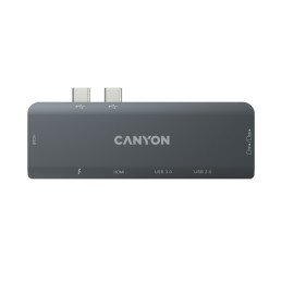 CANYON replikátor portů DS-5B, 7v1, pro Apple Mackbook s Thunderbolt 3 (USB-C 100W)