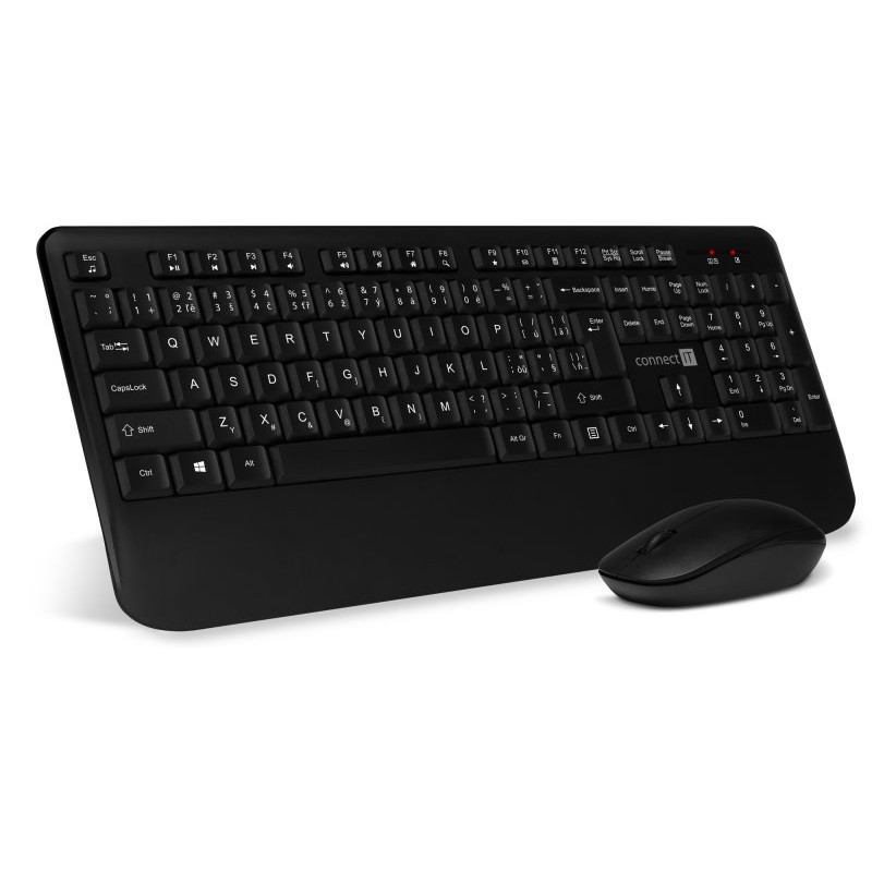 CONNECT IT Combo bezdrátová černá klávesnice + myš, (+1x AAA +1x AA baterie zdarma), CZ + SK layout