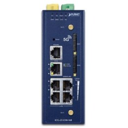 Planet dual 5G/LTE bezpečnostní brána, 2x WAN + 3x LAN, DI/DO, GPS, WiFi, DIN, IP30, -45/+75°C, dual 9-54VDC