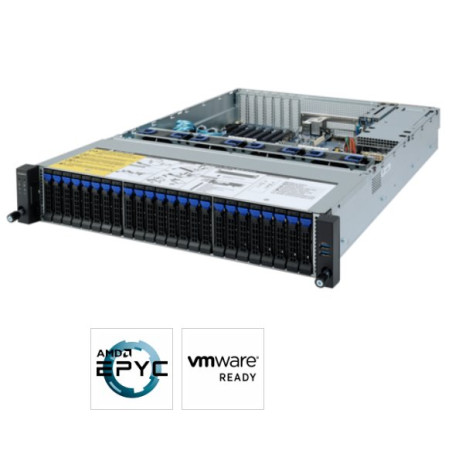 Gigabyte server R272-Z31 1xSP3 (AMD Epyc 7002), 16x DDR4 DIMM,24+2x 2,5, M.2, 2x 1GbE i350+OCP, IPMI, 2x 800W plat