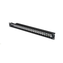 DIGITUS 19" Patch Panel, neosazený, stíněný, 1U, 24 portů, černý RAL 9005