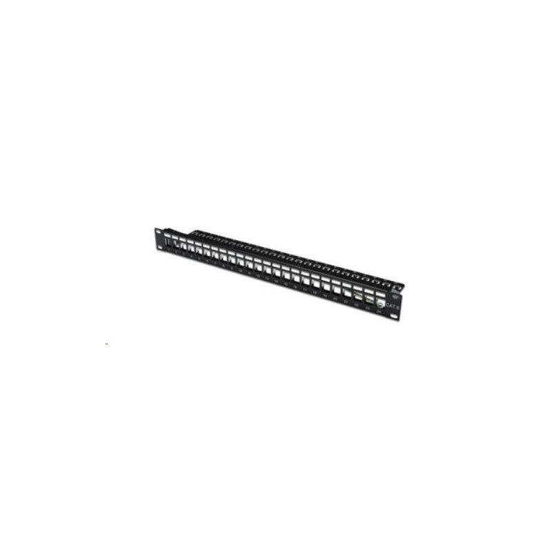 DIGITUS 19" Patch Panel, neosazený, stíněný, 1U, 24 portů, černý RAL 9005