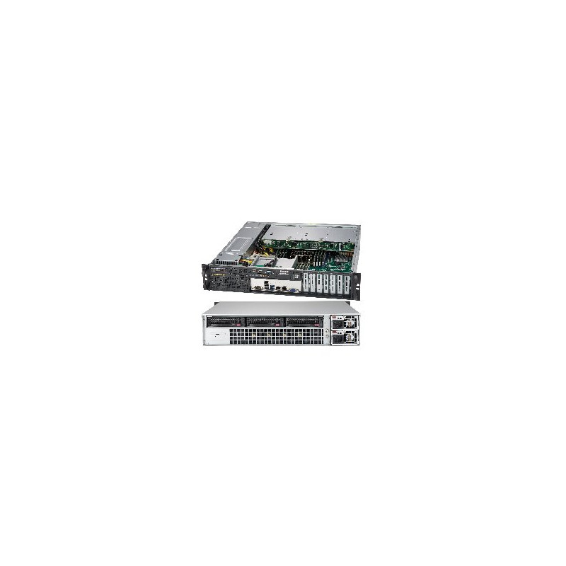 SUPERMICRO 2U short depth front IO chassis 3x 3,5" HS SAS/SATA, DVD, 2x800W (titanium)
