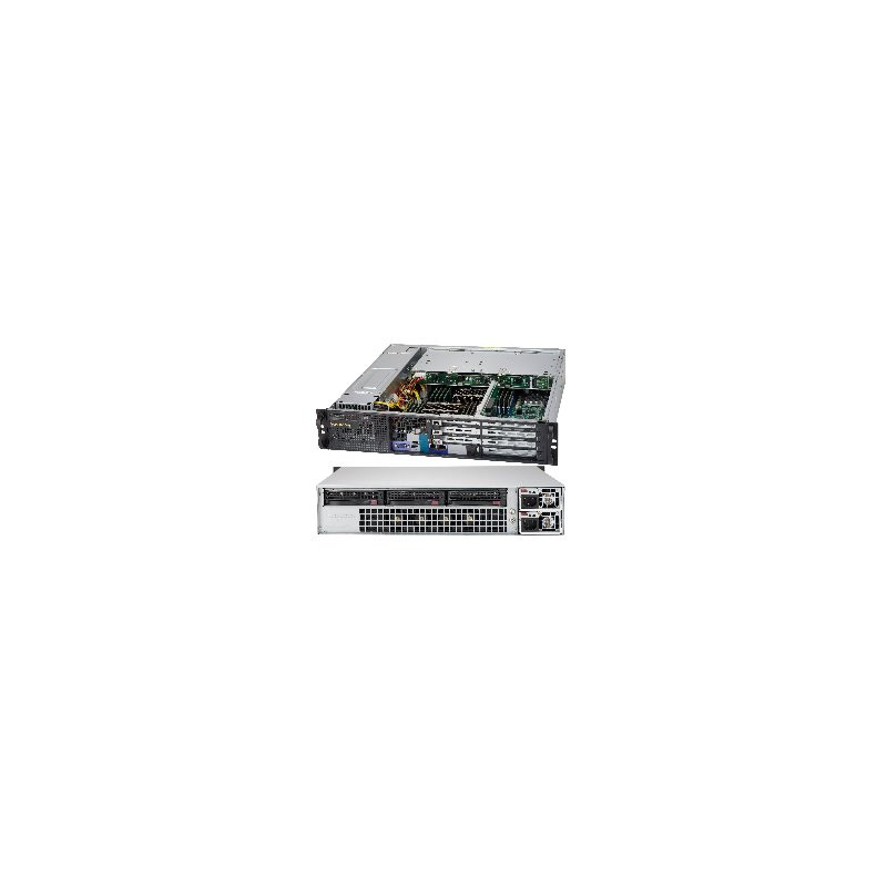 SUPERMICRO 2U short depth front IO chassis 3x 3,5" HS SAS/SATA, DVD, 2x800W (titanium), WIO