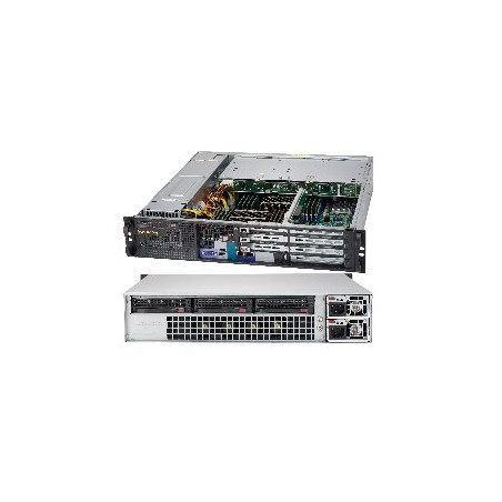 SUPERMICRO 2U short depth front IO chassis 3x 3,5" HS SAS/SATA, DVD, 2x800W (titanium), WIO