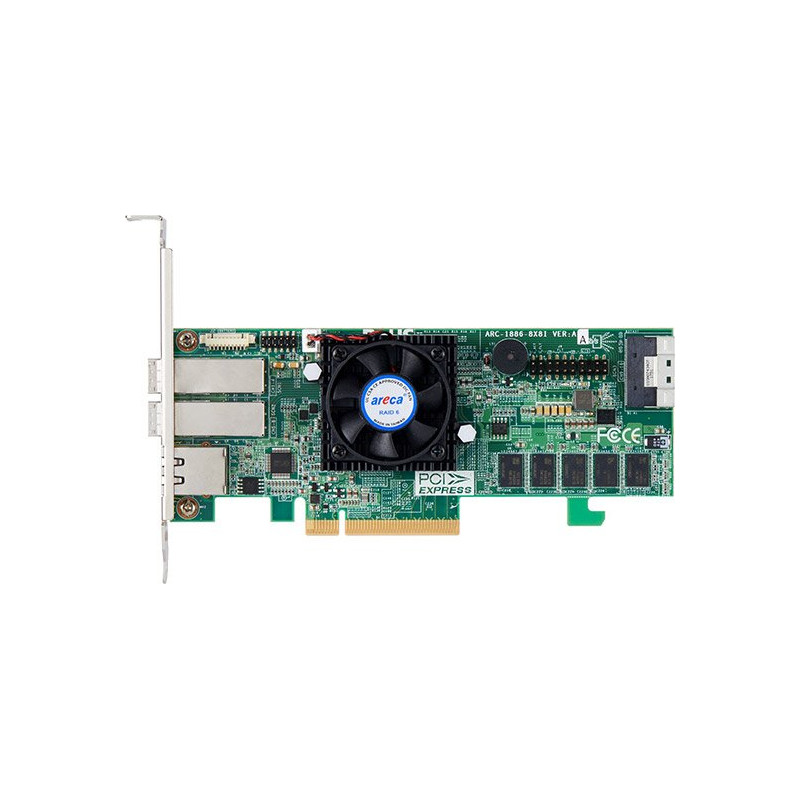 ARECA Tri-mode RAID card 16-port (SFF-8654 + 2xSFF-8644) 8GB DDR4, PCIe4.0 x8 Card, LP