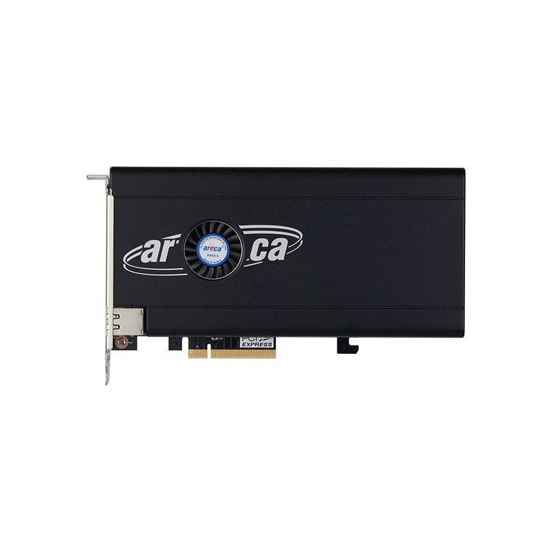 ARECA Tri-mode RAID card 8-port (SFF-8654), 4x M.2, 8GB DDR4, PCIe4.0 x8 Card, FP