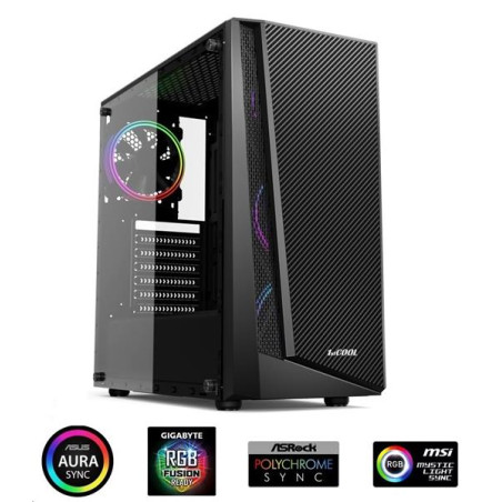 1stCOOL RAINBOW 3 EVO, skrinka ATX, 2x ARGB LED fan, USB3.0, čierna